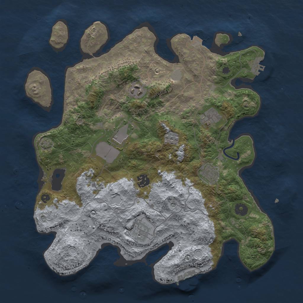 Rust Map: Procedural Map, Size: 3500, Seed: 829548852, 15 Monuments