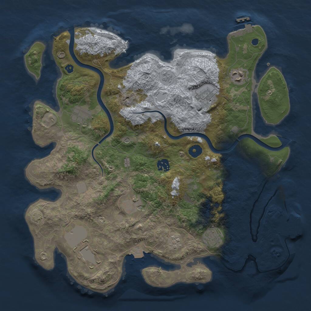 Rust Map: Procedural Map, Size: 3650, Seed: 48778104, 14 Monuments