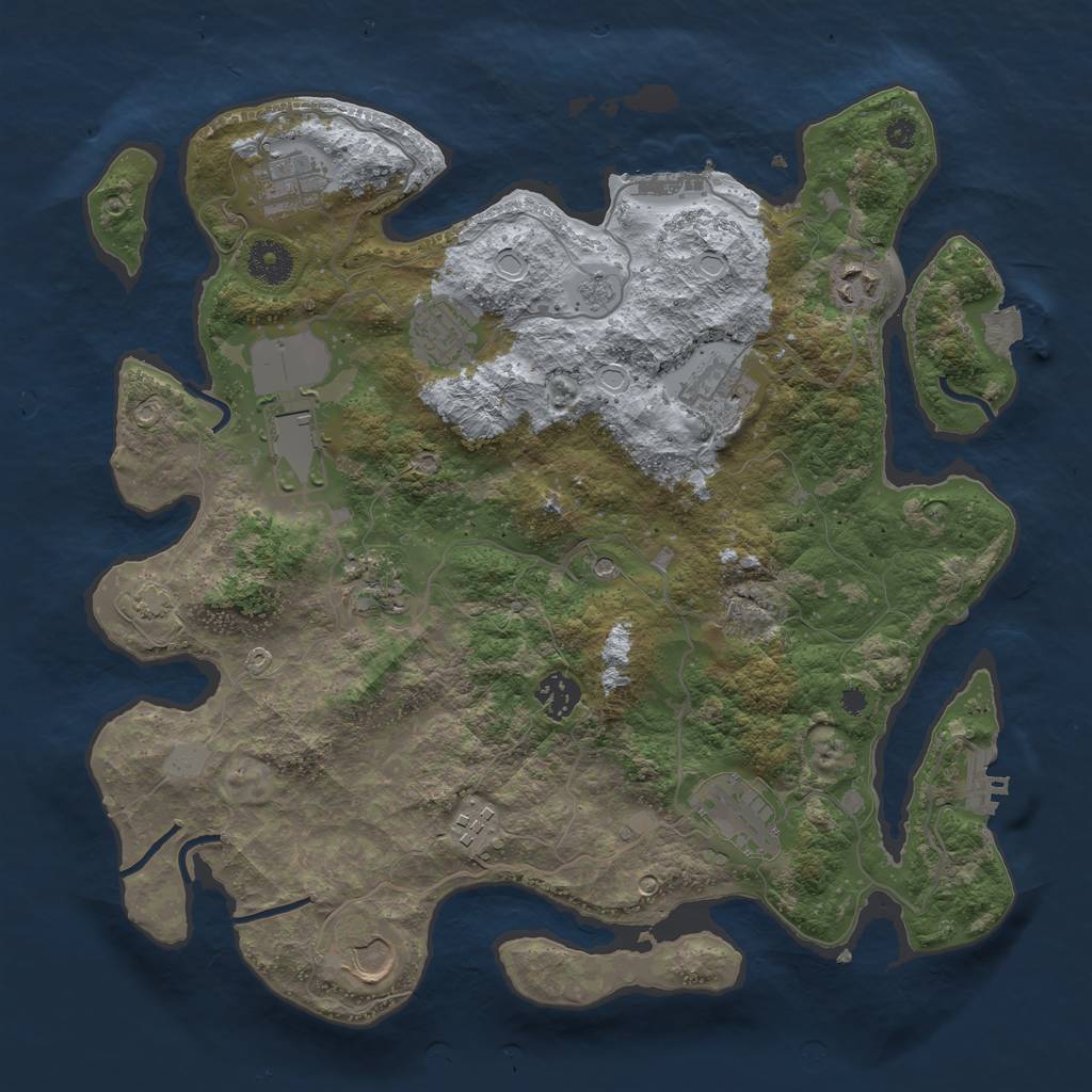 Rust Map: Procedural Map, Size: 3650, Seed: 48778104, 18 Monuments