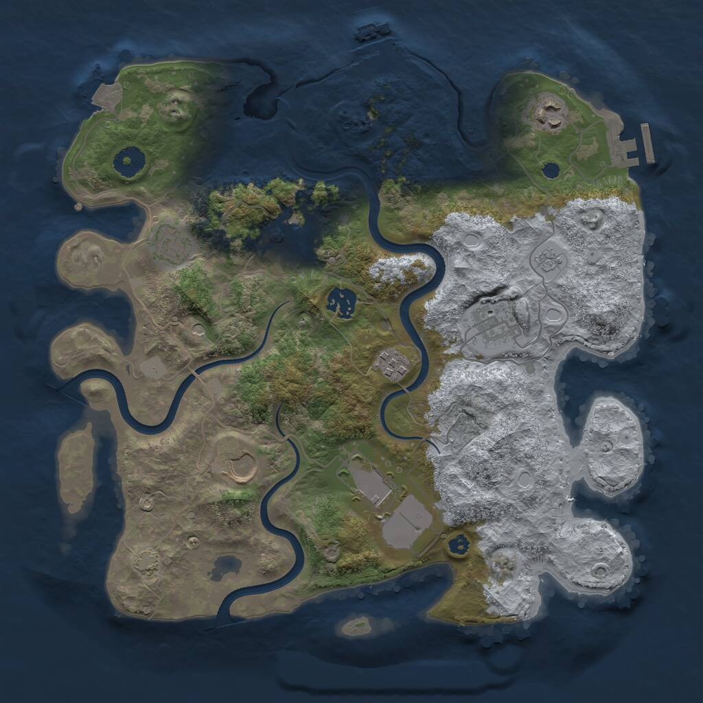Rust Map: Procedural Map, Size: 3500, Seed: 308531937, 14 Monuments