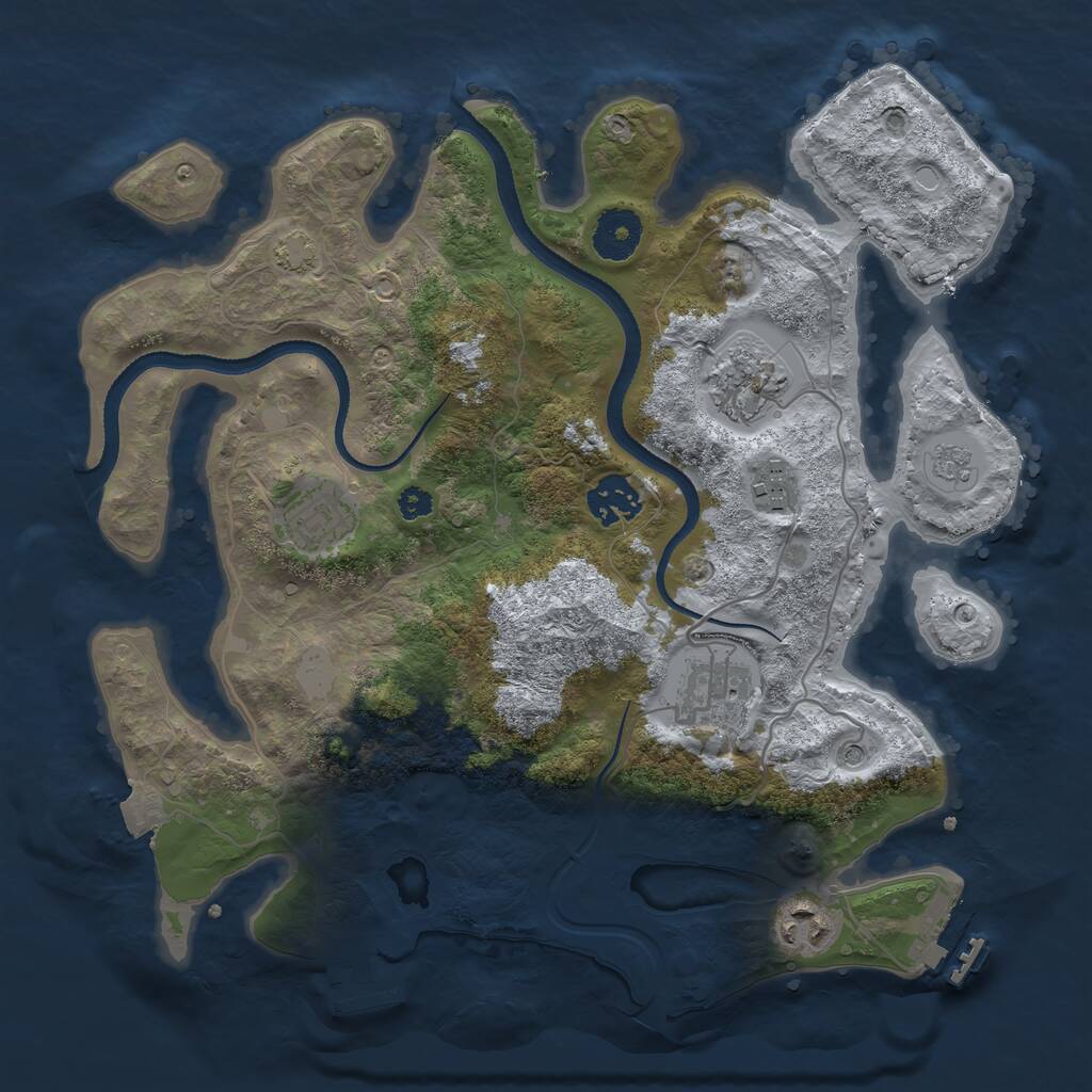 Rust Map: Procedural Map, Size: 3250, Seed: 1976262070, 12 Monuments