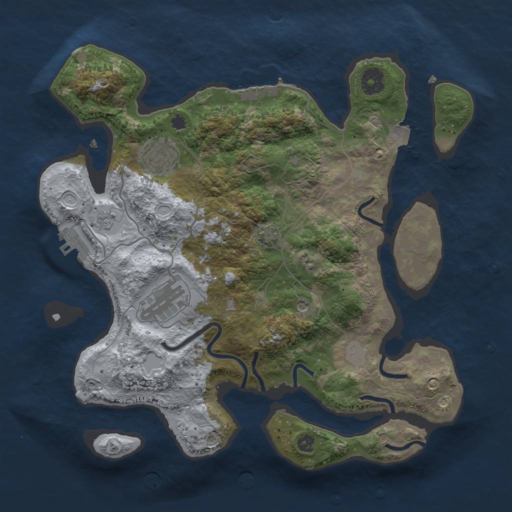 Rust Map: Procedural Map, Size: 3000, Seed: 1573902, 10 Monuments