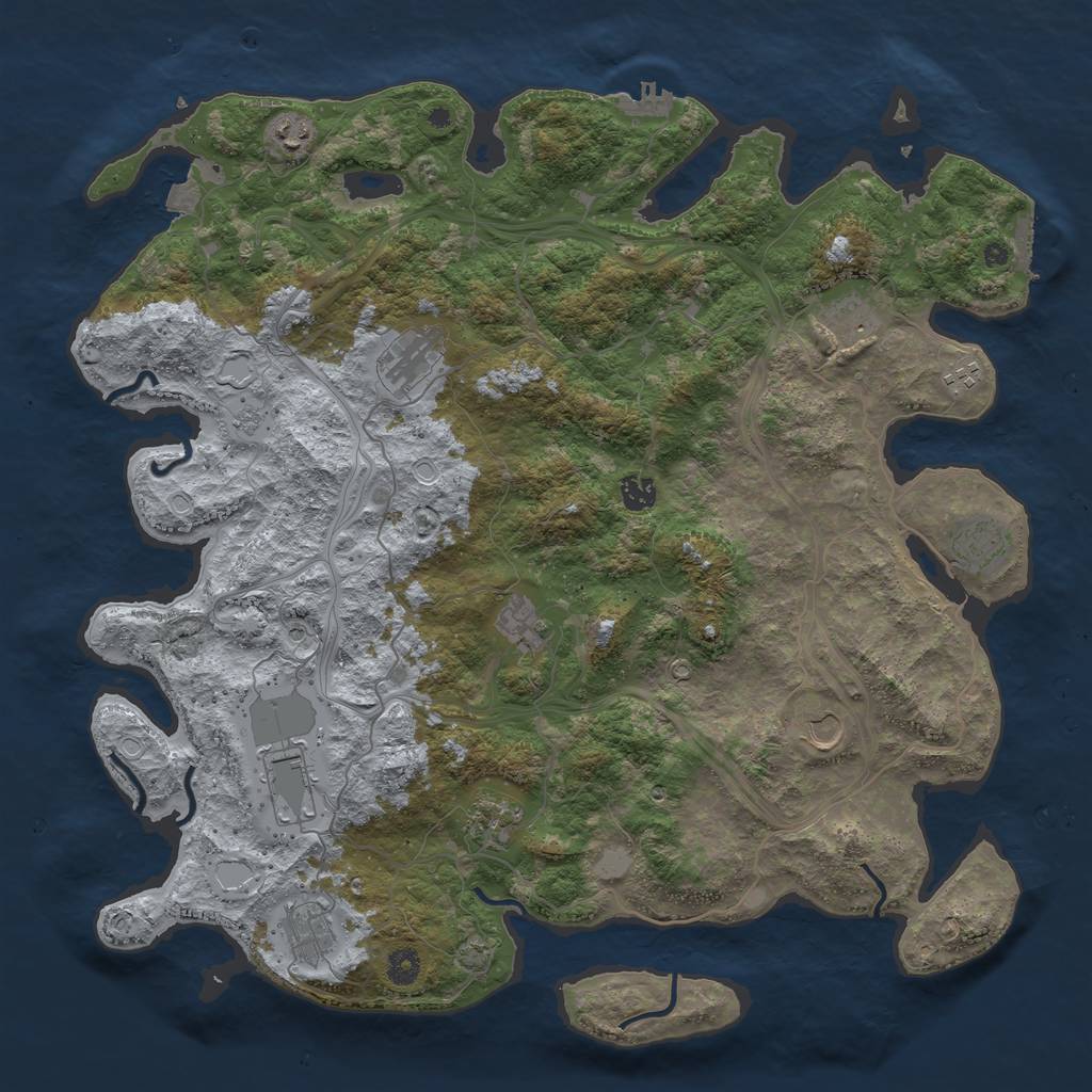 Rust Map: Procedural Map, Size: 4500, Seed: 721890497, 19 Monuments
