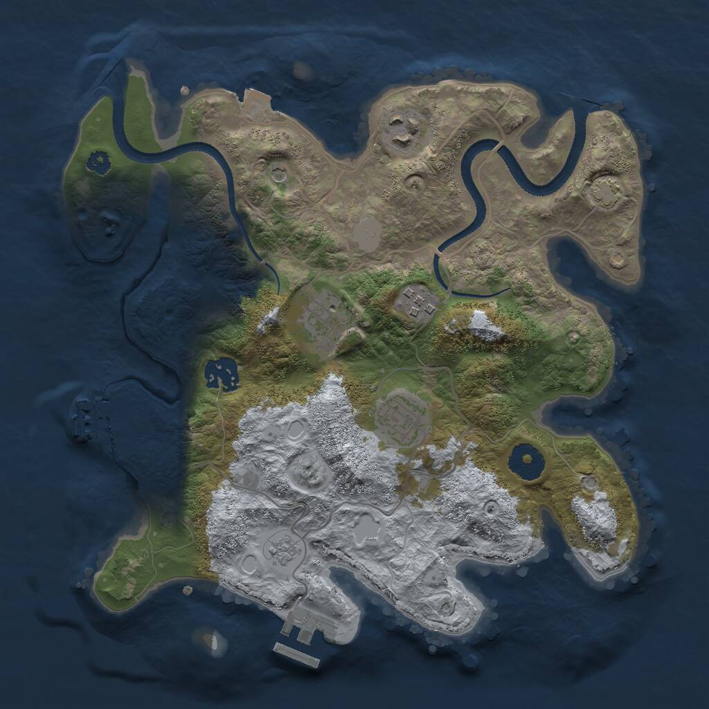 Rust Map: Procedural Map, Size: 3000, Seed: 9933, 11 Monuments