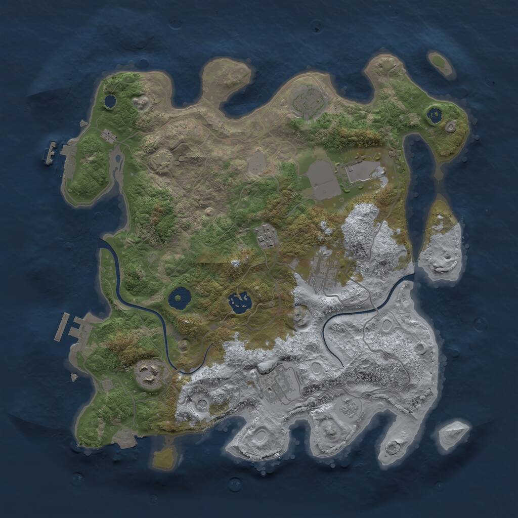 Rust Map: Procedural Map, Size: 3500, Seed: 886233595, 13 Monuments