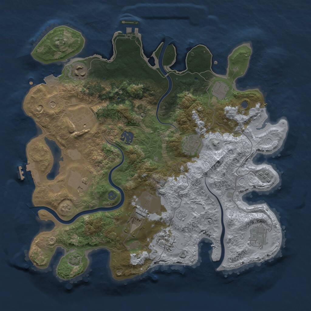 Rust Map: Procedural Map, Size: 3500, Seed: 218660605, 17 Monuments