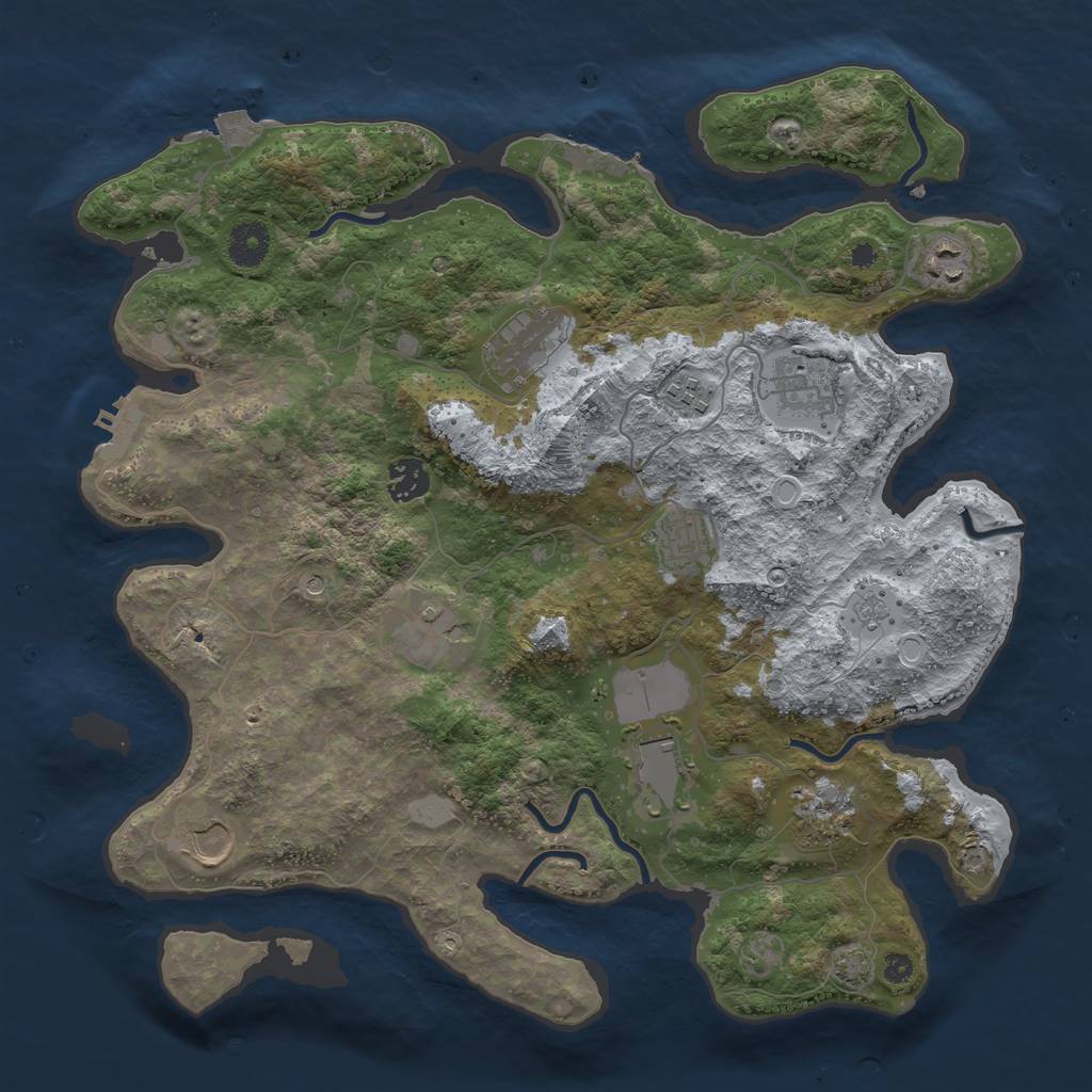 Rust Map: Procedural Map, Size: 3750, Seed: 64742155, 18 Monuments