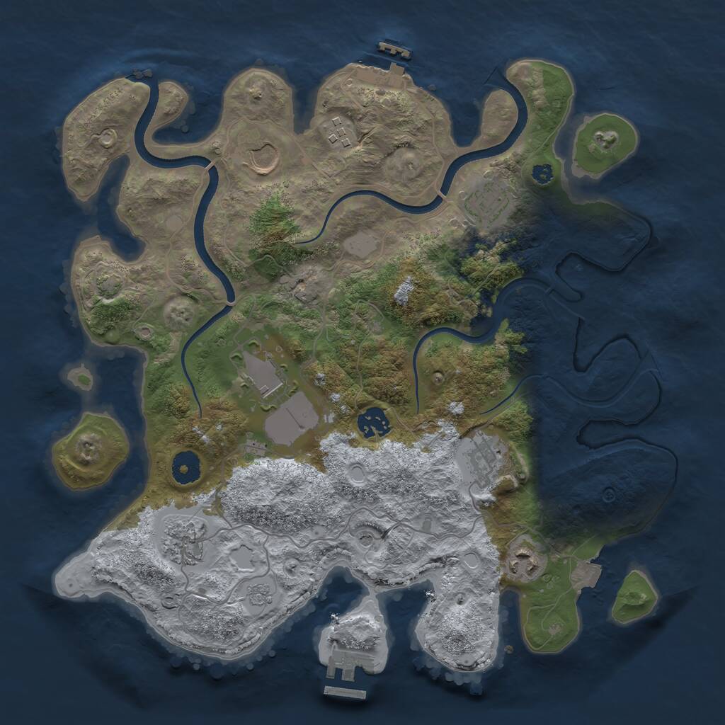 Rust Map: Procedural Map, Size: 3500, Seed: 774949364, 14 Monuments