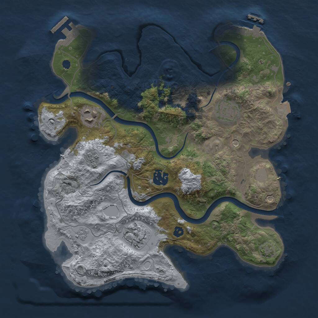 Rust Map: Procedural Map, Size: 3000, Seed: 3820, 11 Monuments