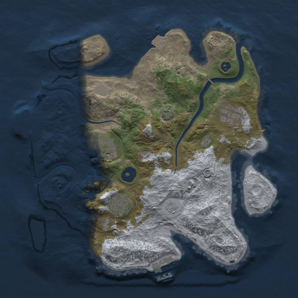 Rust Map: Procedural Map, Size: 3000, Seed: 22748, 9 Monuments