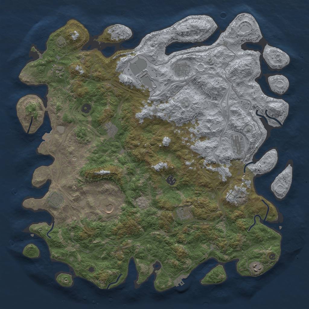 Rust Map: Procedural Map, Size: 4800, Seed: 493688, 18 Monuments