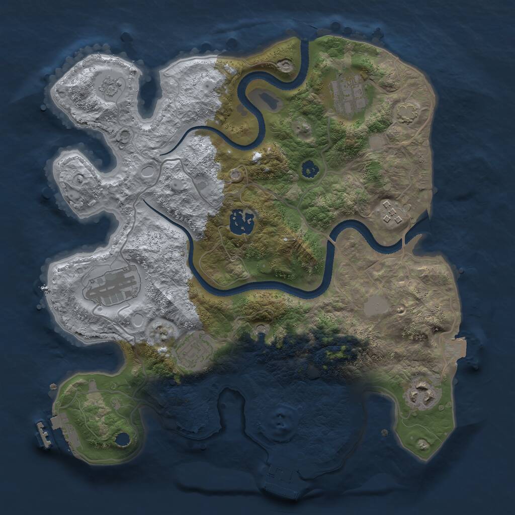 Rust Map: Procedural Map, Size: 3000, Seed: 5866, 12 Monuments