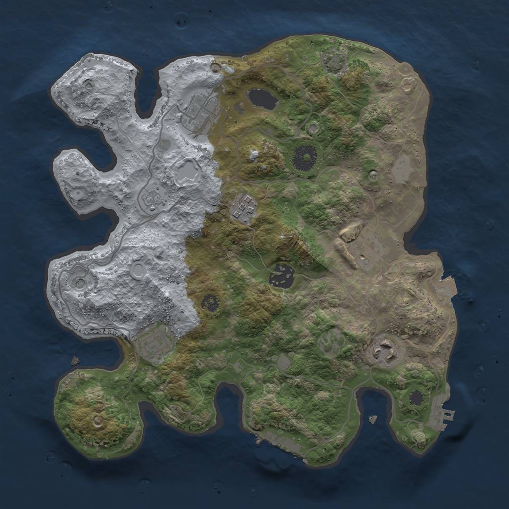 Rust Map: Procedural Map, Size: 3000, Seed: 5866, 14 Monuments