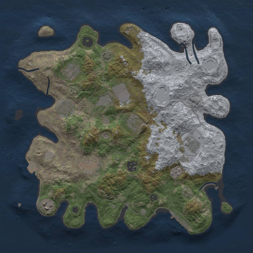 Rust Map: Procedural Map, Size: 3500, Seed: 800353661, 16 Monuments