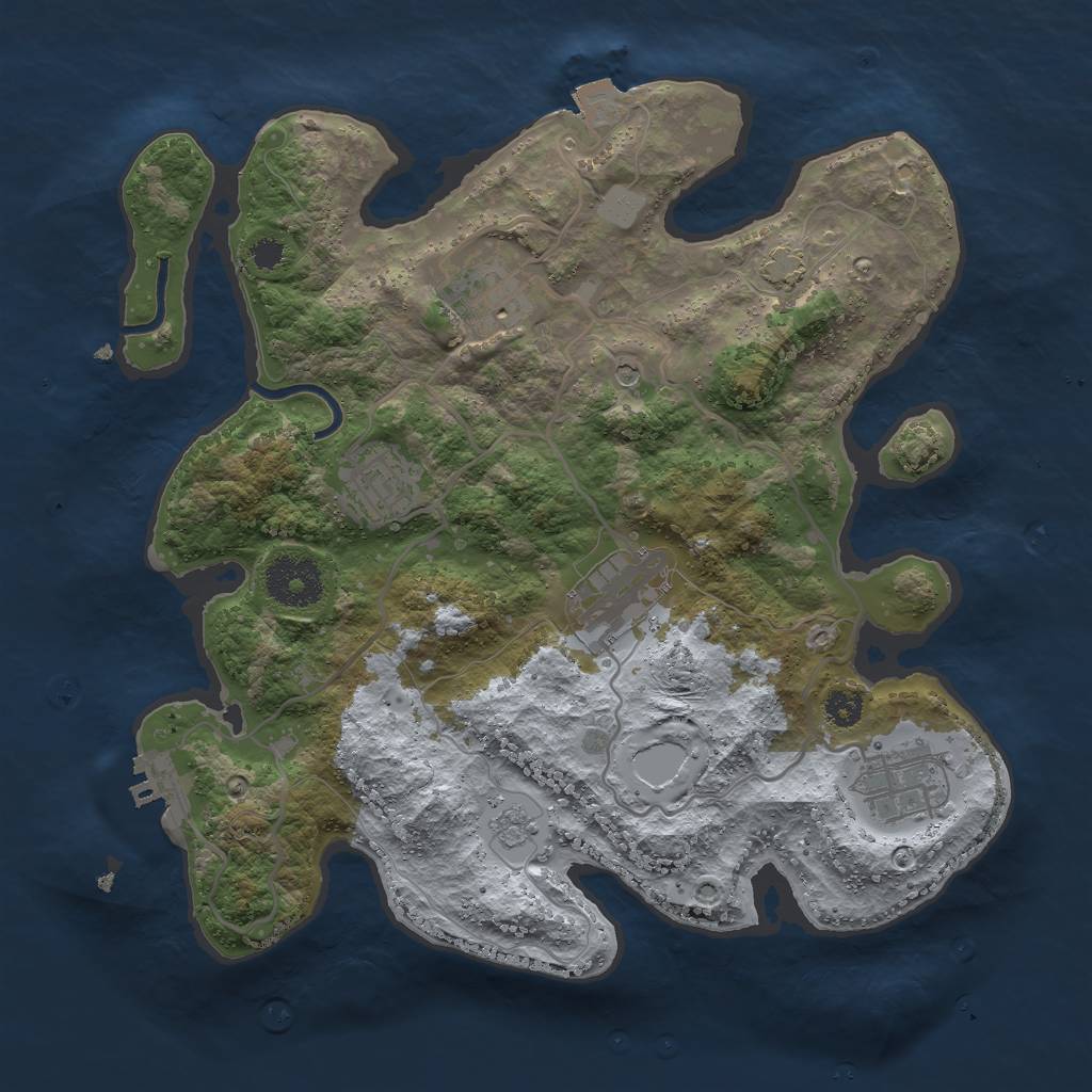 Rust Map: Procedural Map, Size: 3000, Seed: 29264, 11 Monuments