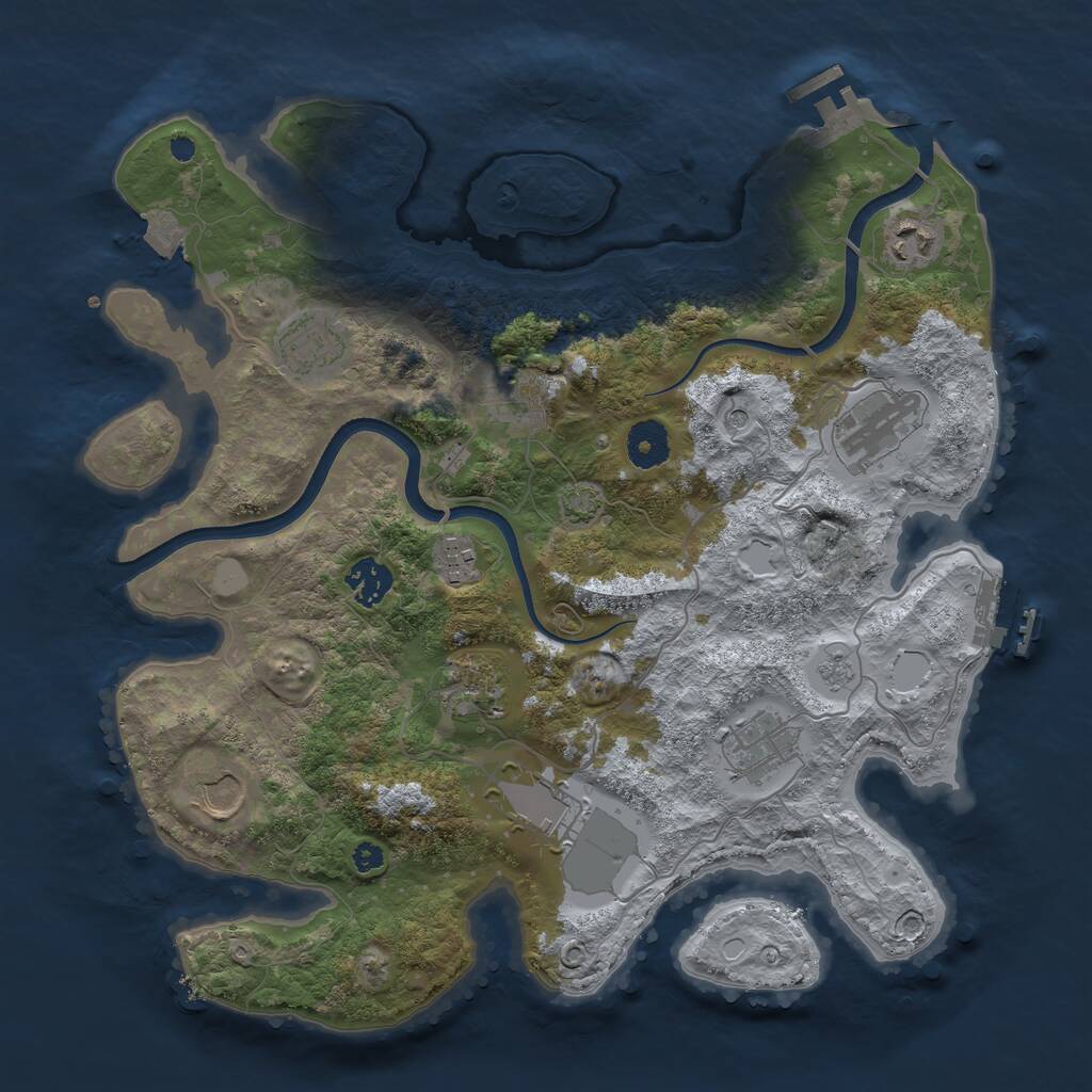 Rust Map: Procedural Map, Size: 3600, Seed: 22304, 16 Monuments