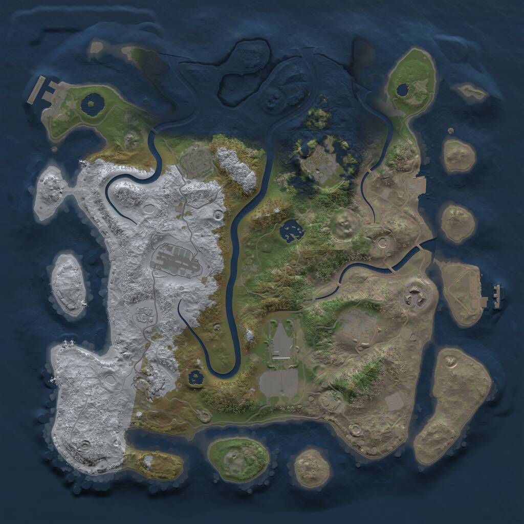 Rust Map: Procedural Map, Size: 3500, Seed: 227804206, 14 Monuments