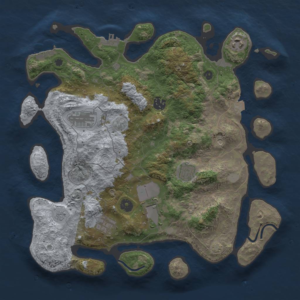 Rust Map: Procedural Map, Size: 3500, Seed: 227804206, 14 Monuments