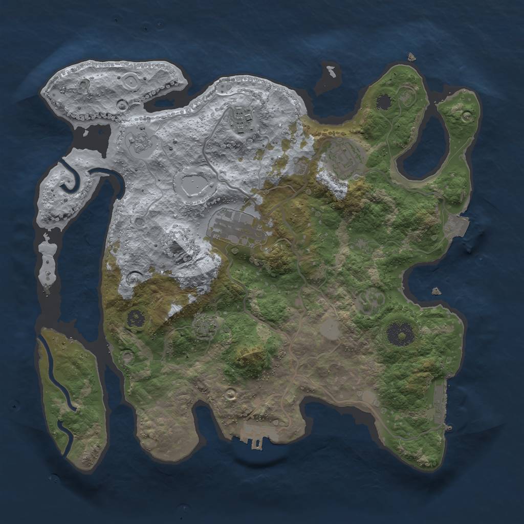 Rust Map: Procedural Map, Size: 3000, Seed: 800311554, 10 Monuments