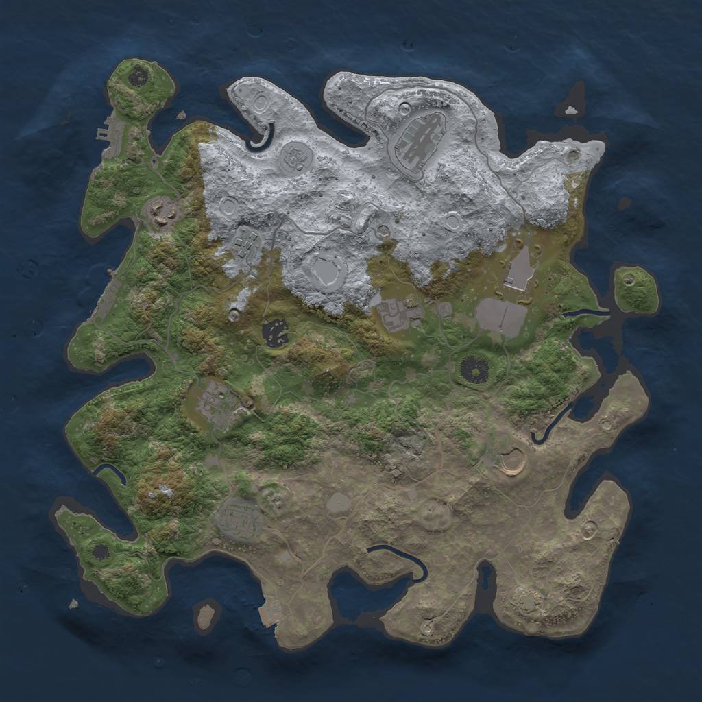 Rust Map: Procedural Map, Size: 3750, Seed: 1297962676, 17 Monuments