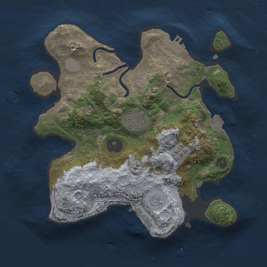 Rust Map: Procedural Map, Size: 2500, Seed: 994419247, 8 Monuments