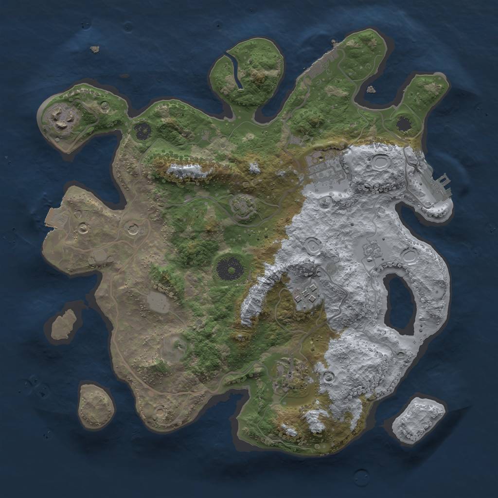 Rust Map: Procedural Map, Size: 3000, Seed: 32450, 12 Monuments
