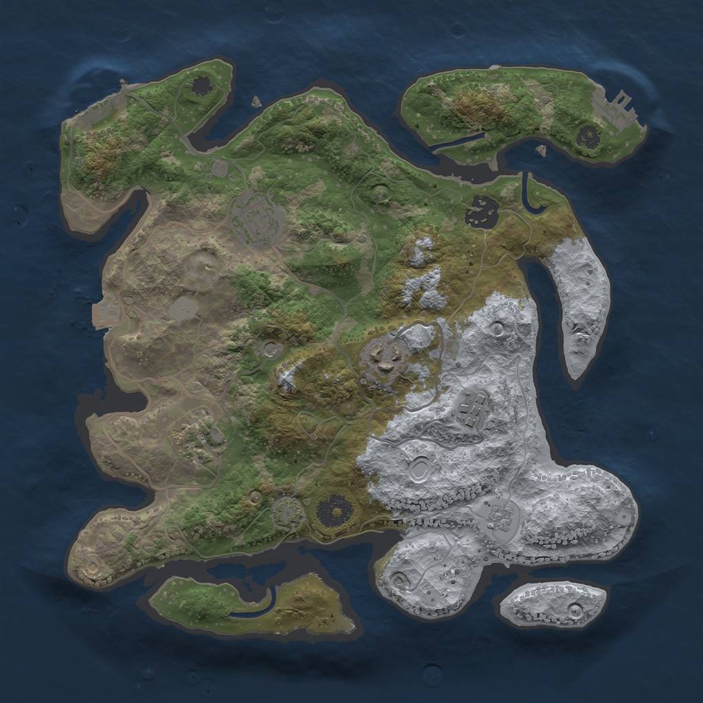 Rust Map: Procedural Map, Size: 3100, Seed: 2099804550, 13 Monuments
