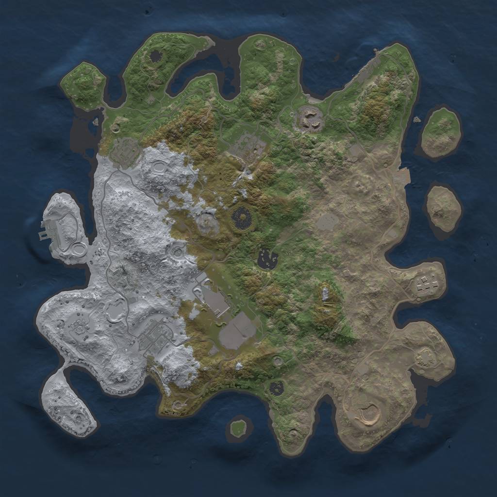 Rust Map: Procedural Map, Size: 3500, Seed: 94484674, 16 Monuments