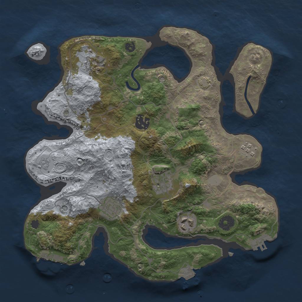 Rust Map: Procedural Map, Size: 3000, Seed: 68919, 14 Monuments
