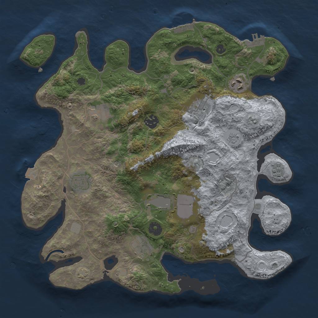 Rust Map: Procedural Map, Size: 3500, Seed: 496782075, 16 Monuments