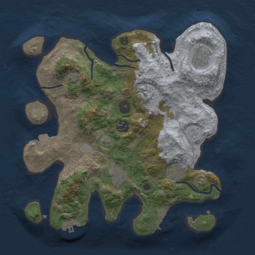 Rust Map: Procedural Map, Size: 3000, Seed: 29486, 12 Monuments