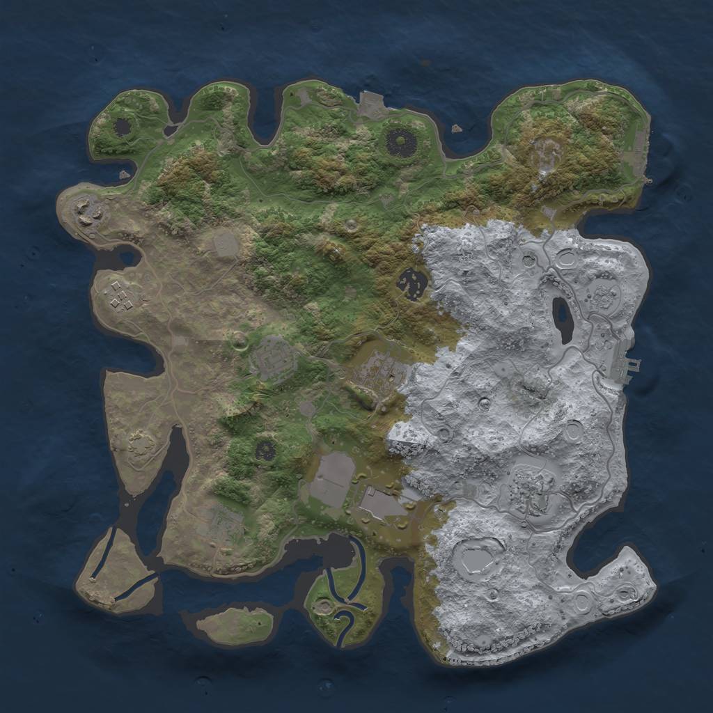 Rust Map: Procedural Map, Size: 3500, Seed: 294388253, 16 Monuments