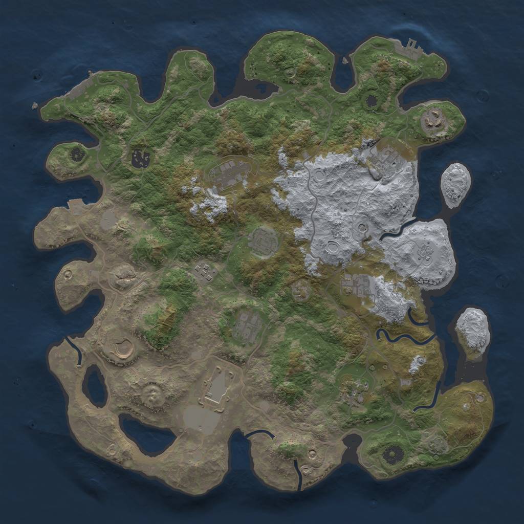 Rust Map: Procedural Map, Size: 4000, Seed: 1006966634, 19 Monuments