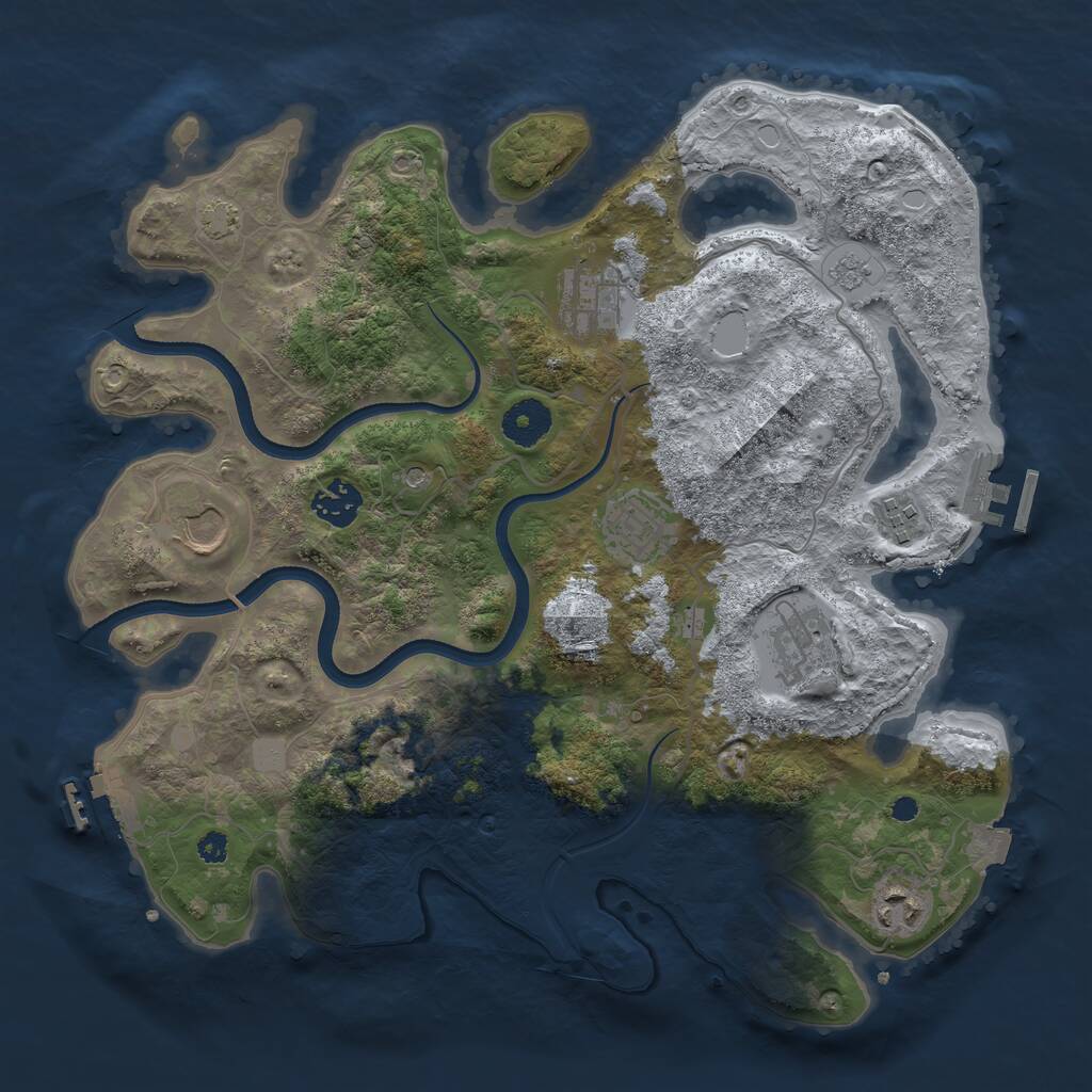 Rust Map: Procedural Map, Size: 3500, Seed: 1063109002, 13 Monuments