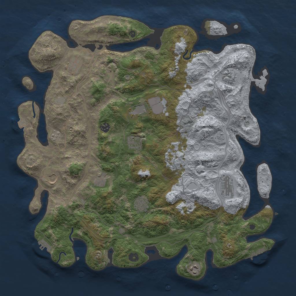 Rust Map: Procedural Map, Size: 4500, Seed: 888855553, 19 Monuments