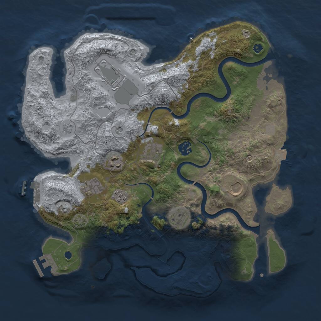 Rust Map: Procedural Map, Size: 3500, Seed: 2123544634, 14 Monuments