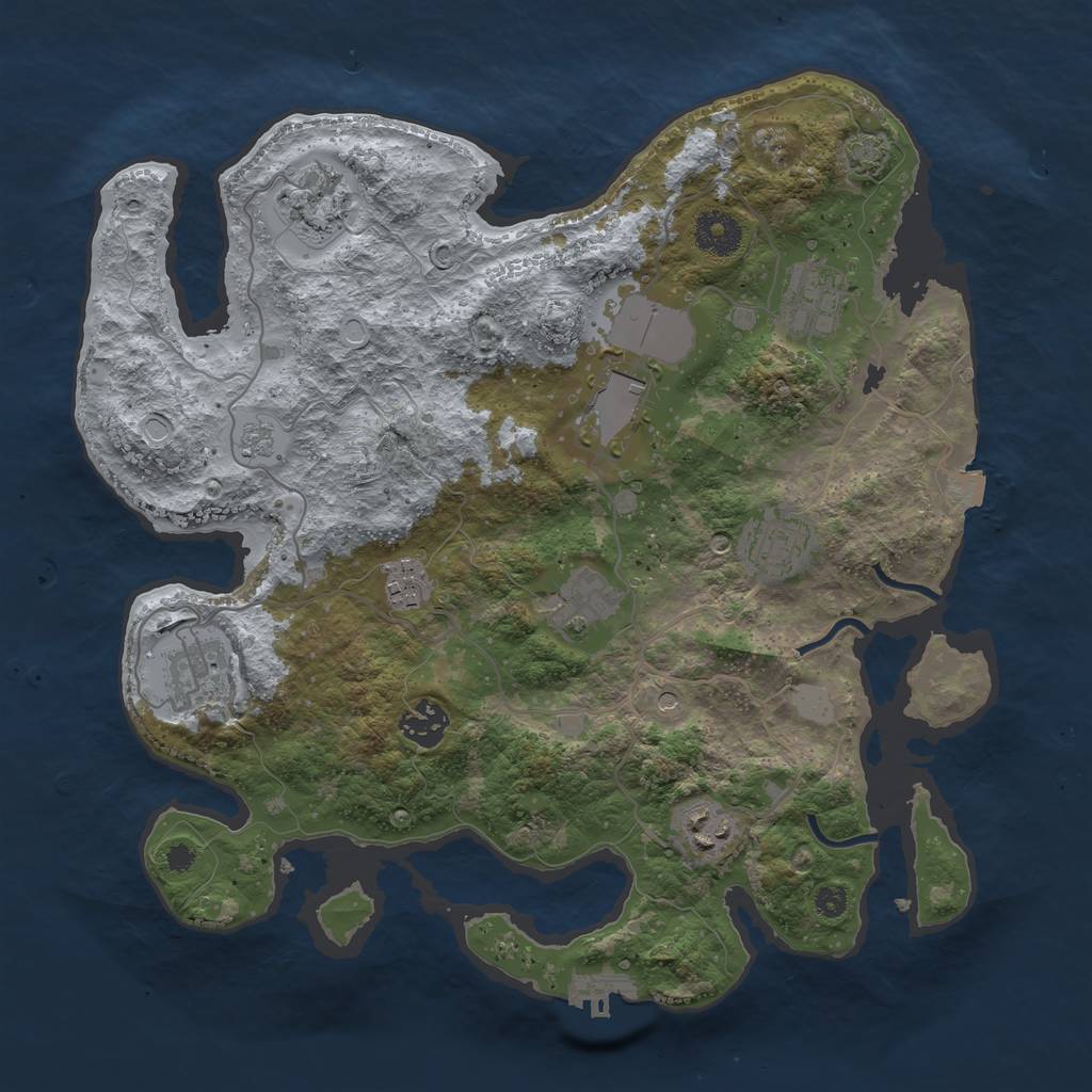 Rust Map: Procedural Map, Size: 3500, Seed: 2123544634, 16 Monuments