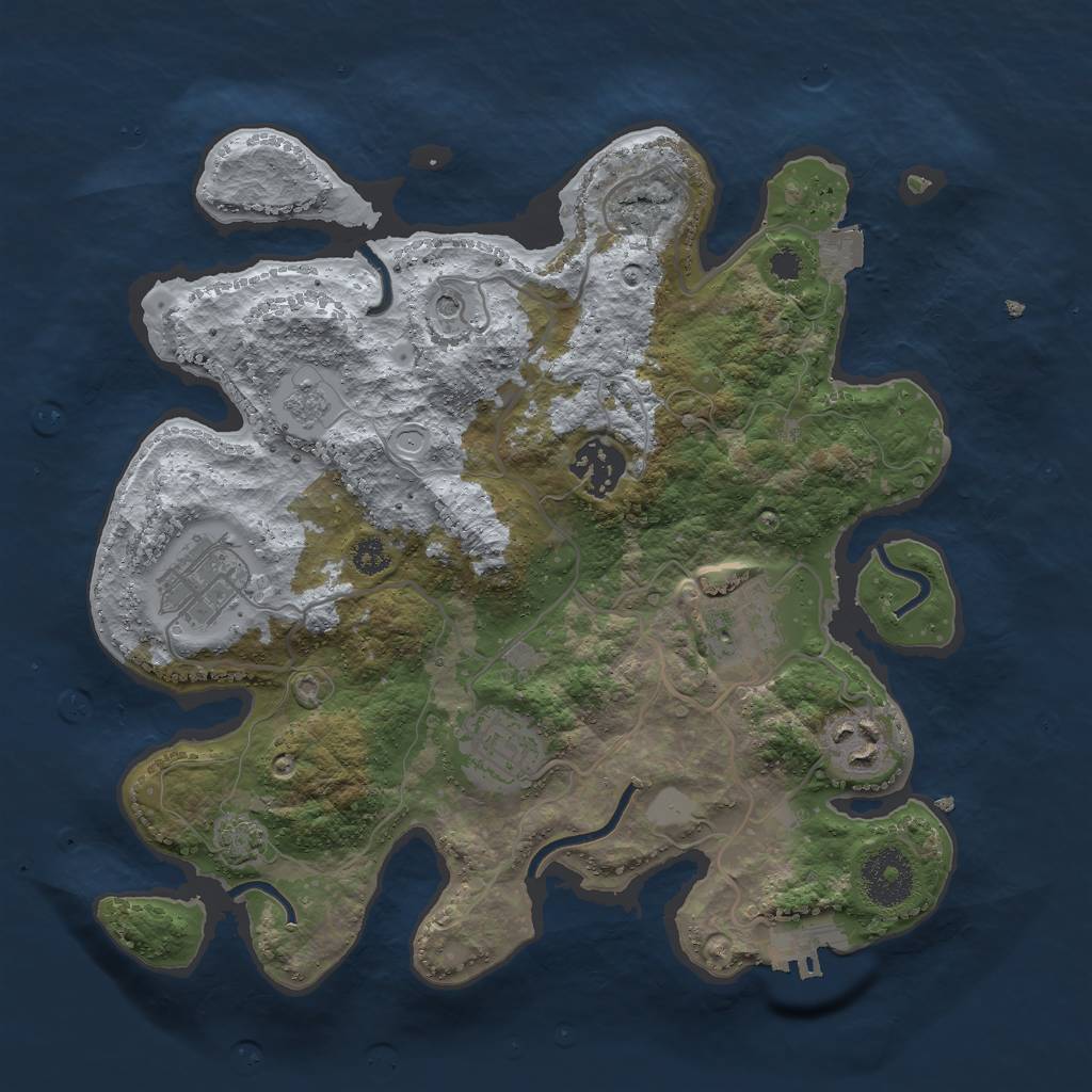 Rust Map: Procedural Map, Size: 3000, Seed: 4013, 12 Monuments