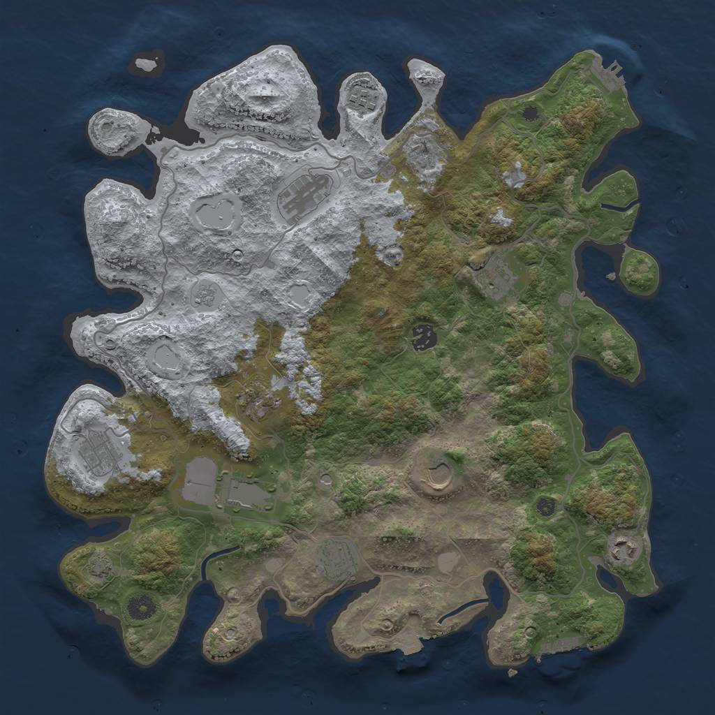 Rust Map: Procedural Map, Size: 4000, Seed: 4013, 18 Monuments