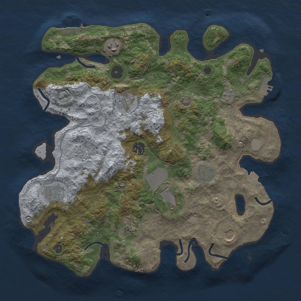 Rust Map: Procedural Map, Size: 3600, Seed: 1551172288, 17 Monuments