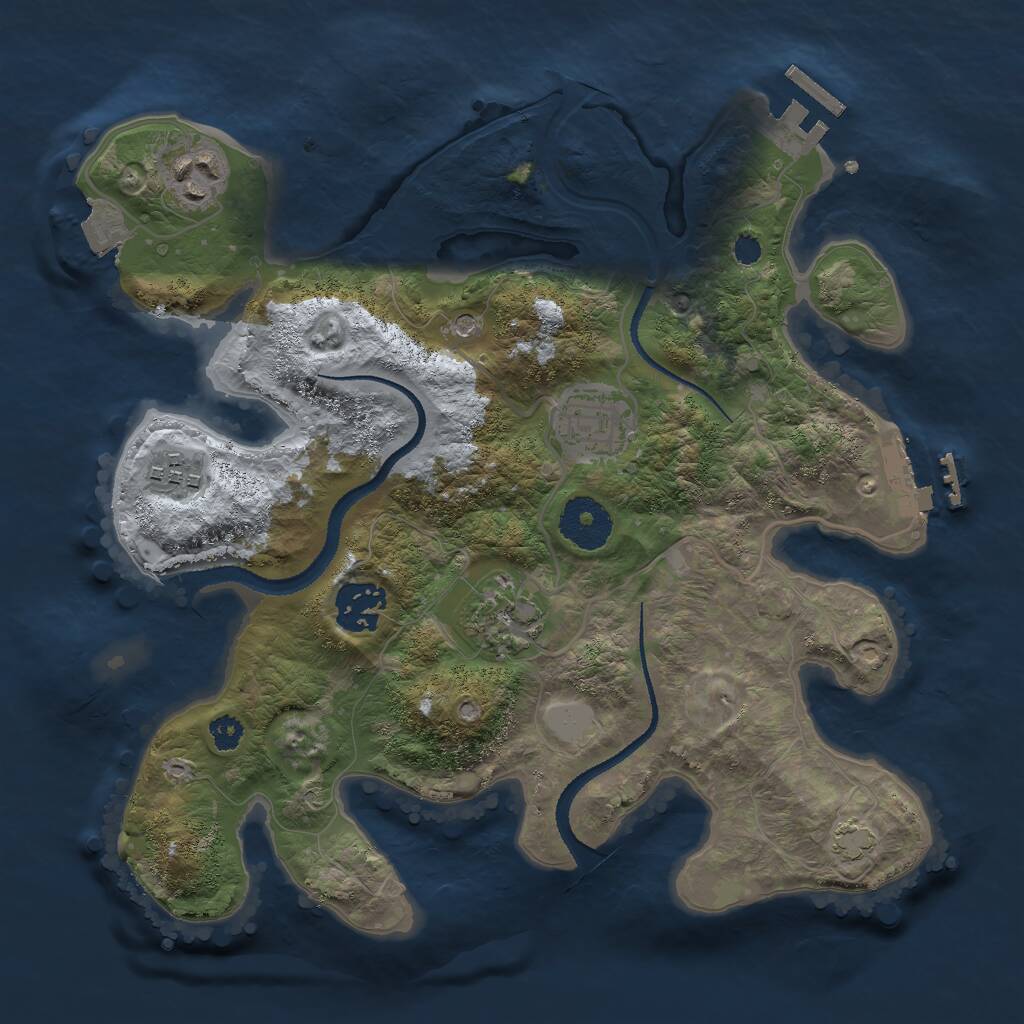 Rust Map: Procedural Map, Size: 3000, Seed: 23814, 10 Monuments