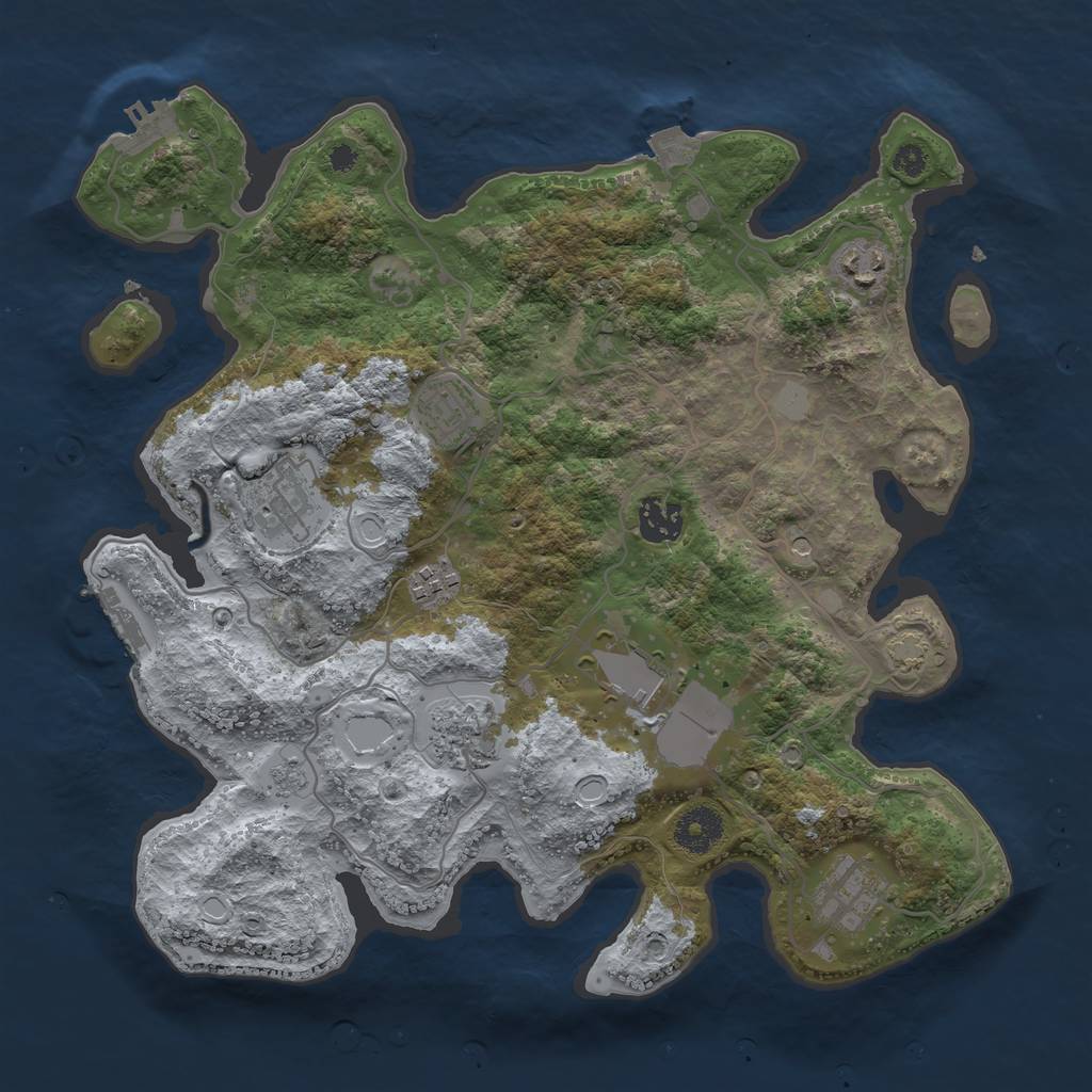 Rust Map: Procedural Map, Size: 3500, Seed: 4319, 16 Monuments