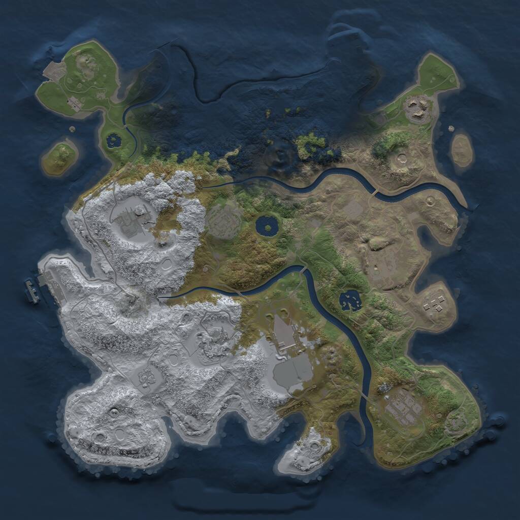 Rust Map: Procedural Map, Size: 3500, Seed: 4319, 15 Monuments