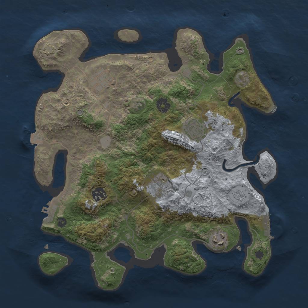 Rust Map: Procedural Map, Size: 3200, Seed: 435247586, 13 Monuments