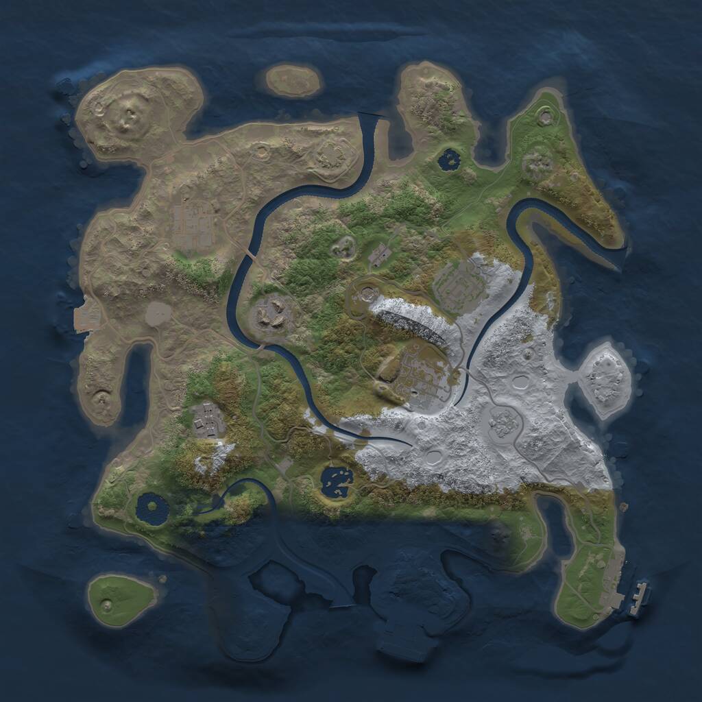 Rust Map: Procedural Map, Size: 3200, Seed: 435247586, 12 Monuments