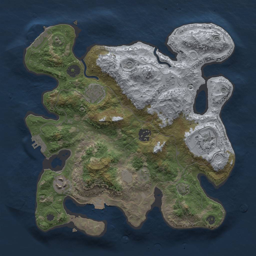 Rust Map: Procedural Map, Size: 3000, Seed: 1917684562, 12 Monuments