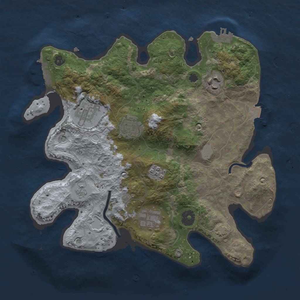 Rust Map: Procedural Map, Size: 3000, Seed: 84725, 13 Monuments