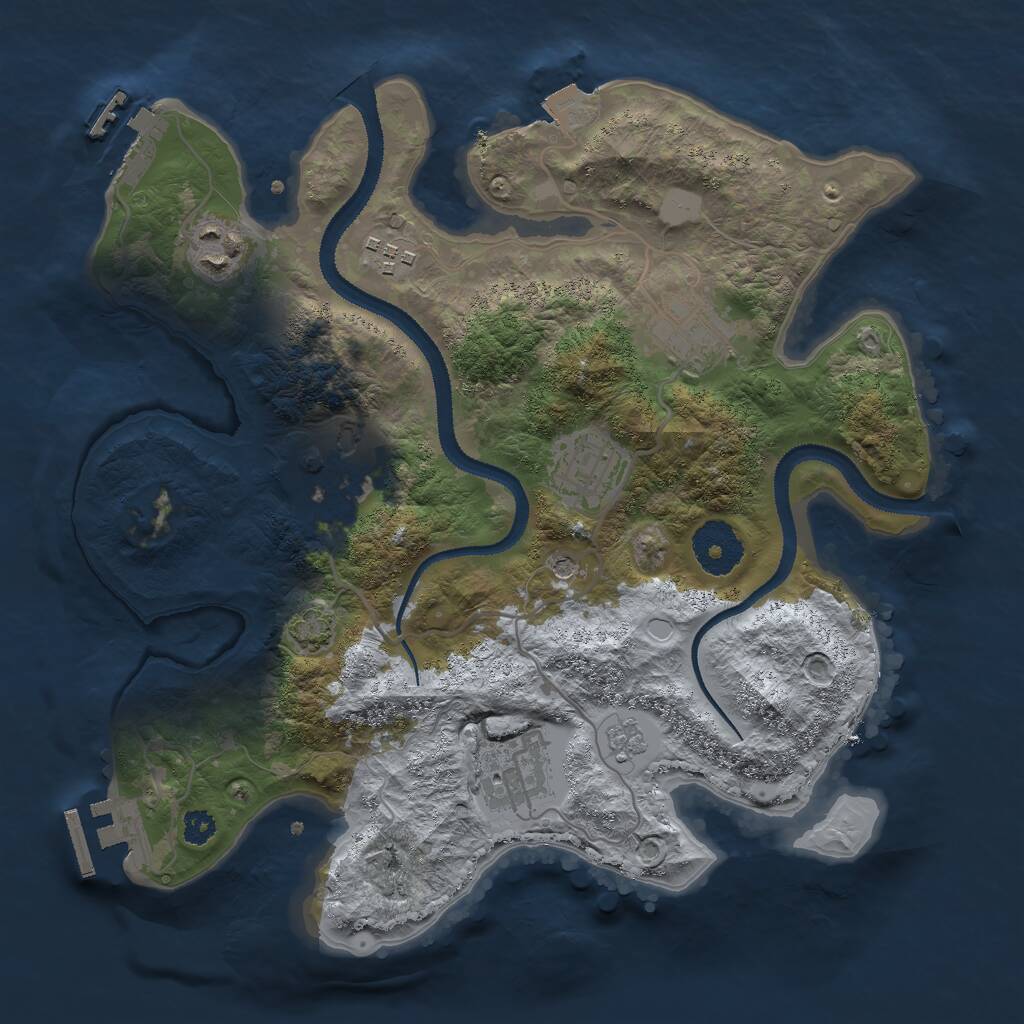 Rust Map: Procedural Map, Size: 3000, Seed: 321558, 12 Monuments