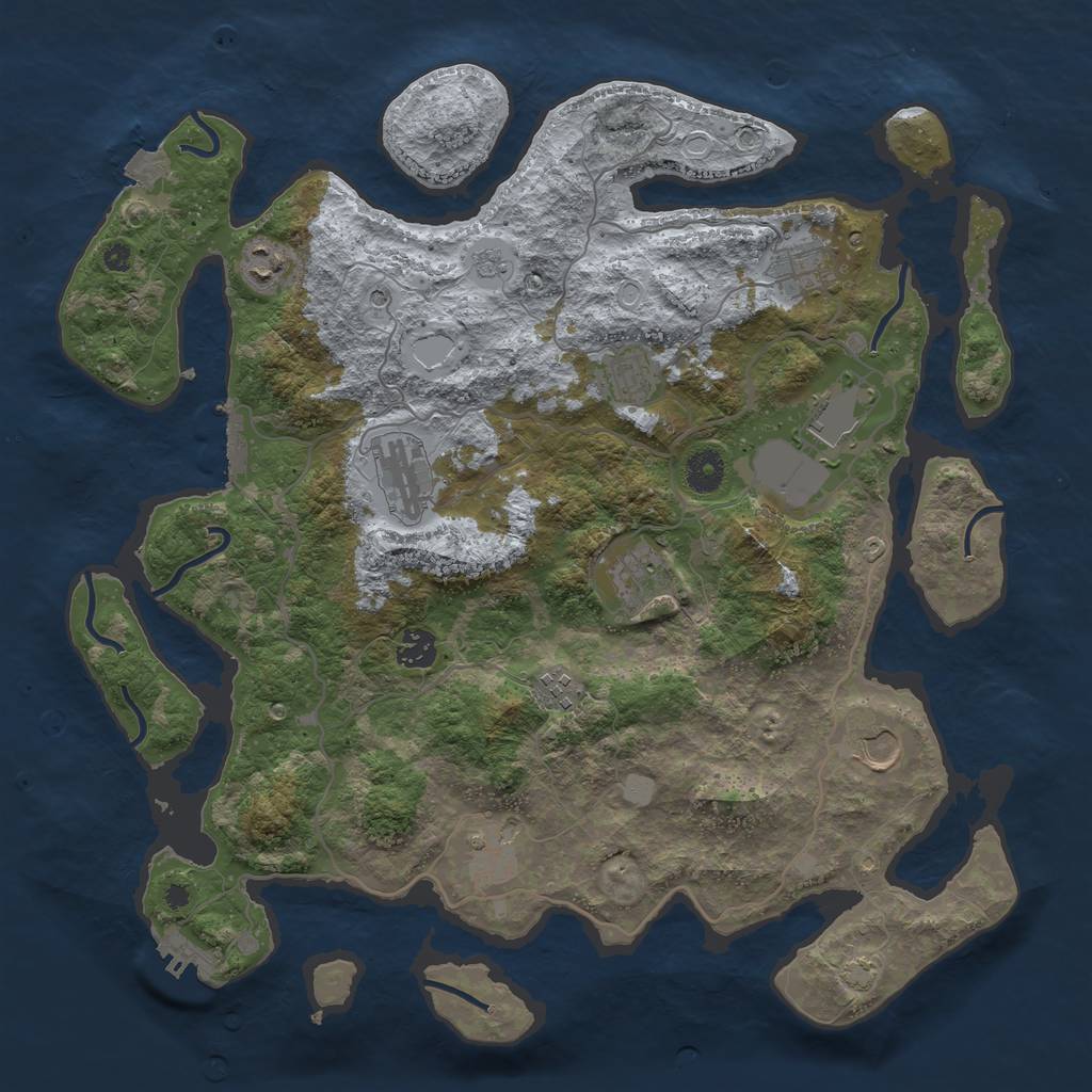 Rust Map: Procedural Map, Size: 4000, Seed: 54857, 18 Monuments