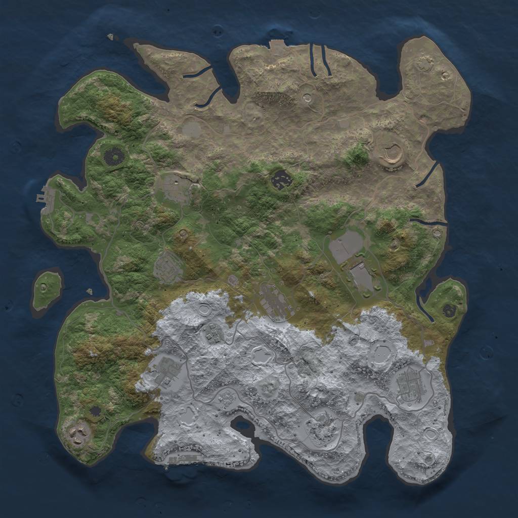Rust Map: Procedural Map, Size: 4000, Seed: 70233265, 19 Monuments